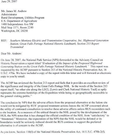 ACHP Letter Part 1